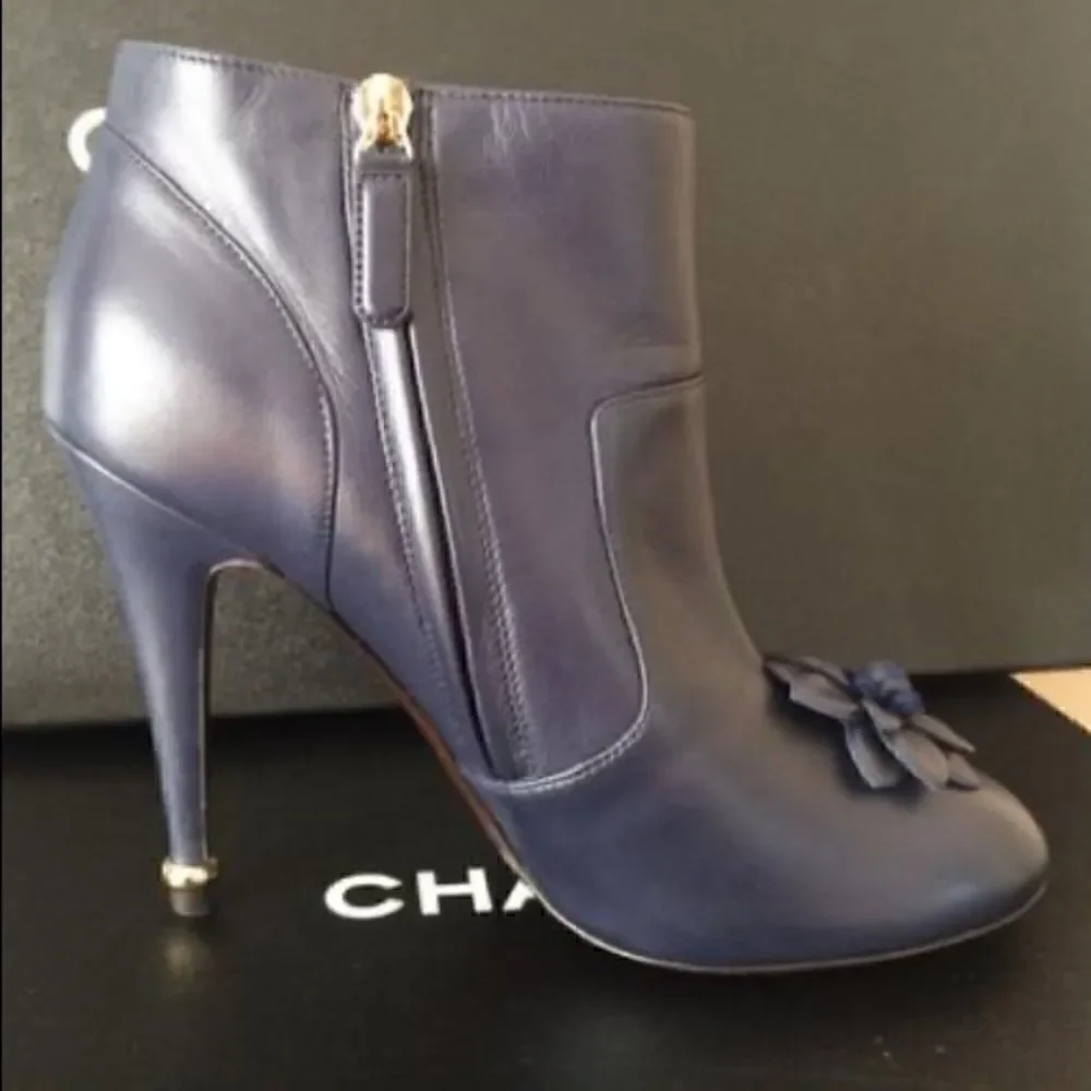 CHANEL Lambskin Short Boots 15A Size: 38
